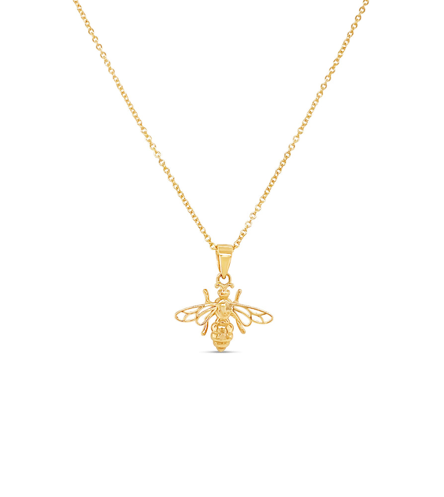 14k Gold Bumble Bee Charm Pendant Necklace - 14K  - Olive & Chain Fine Jewelry