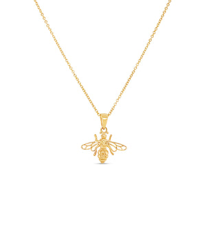 14k Gold Bumble Bee Charm Pendant Necklace - 14K  - Olive & Chain Fine Jewelry