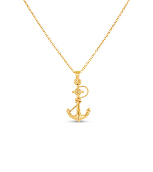 14k Gold Anchor Charm Pendant Necklace - 14K - OLIVE & CHAIN Fine Jewelry