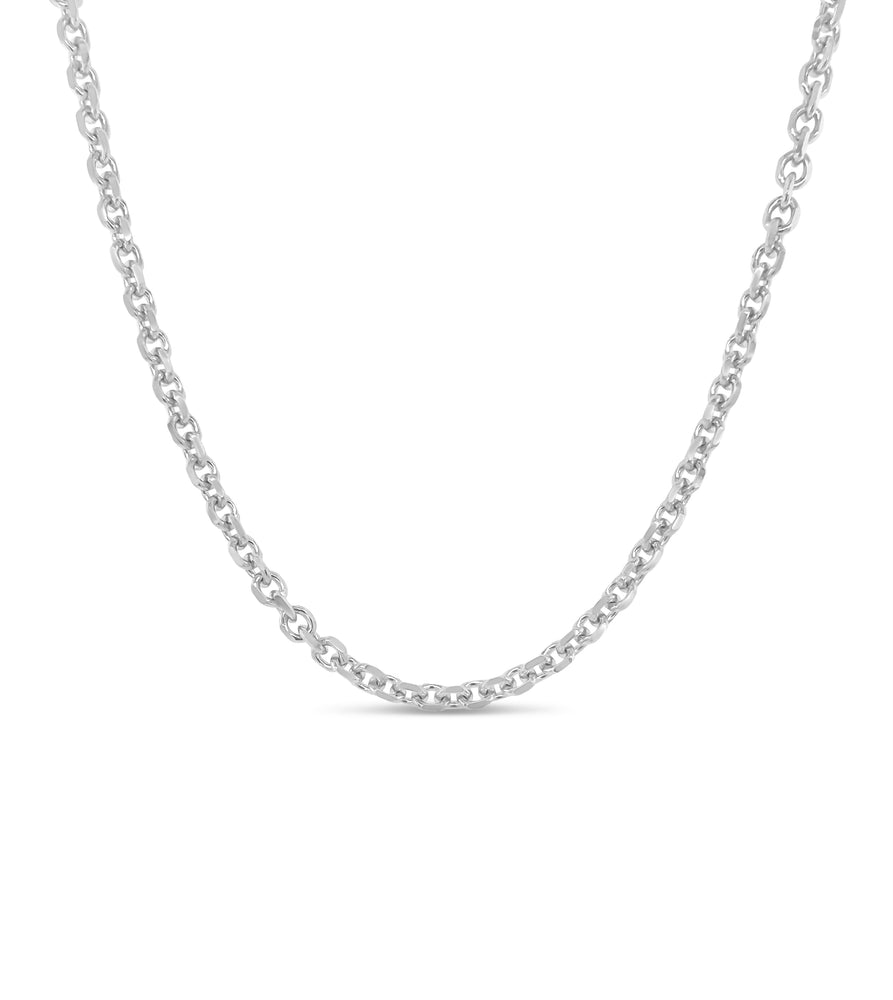 14k White Gold Cable Anchor Chain Necklace - 14K  - Olive & Chain Fine Jewelry