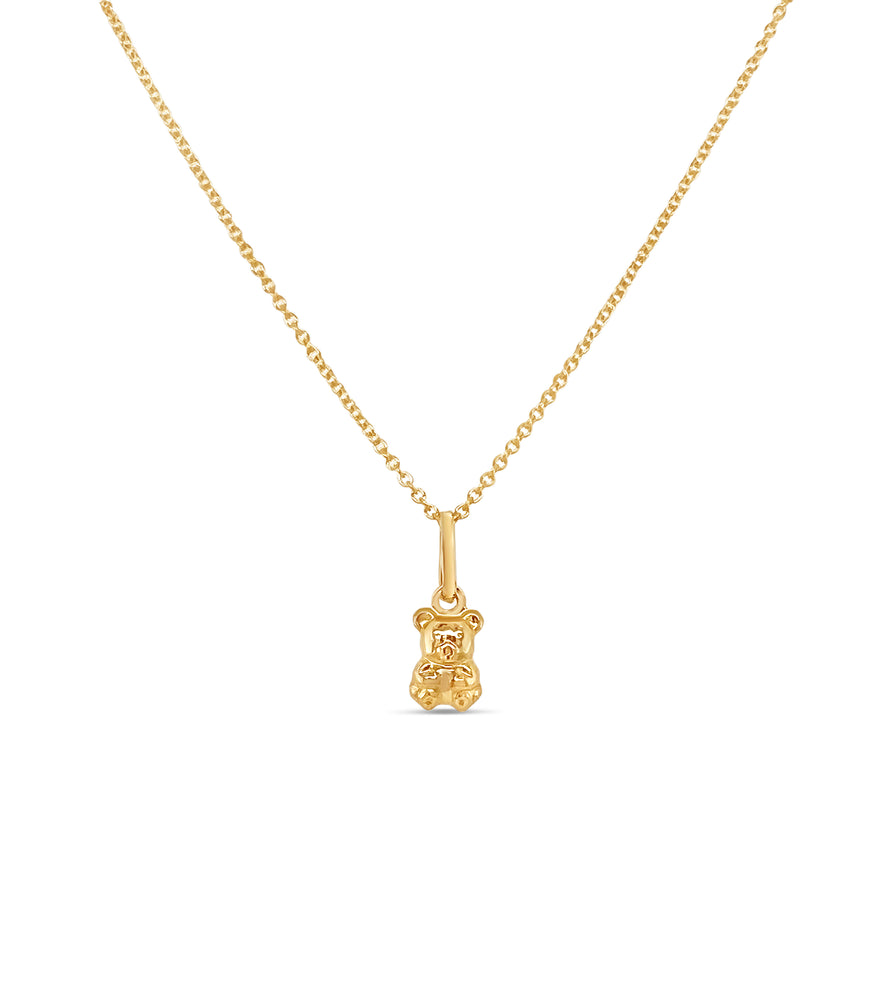 14k Gold Teddy Bear Necklace - 14K Yellow Gold / Small (8mm) / no chain - OLIVE & CHAIN Fine Jewelry
