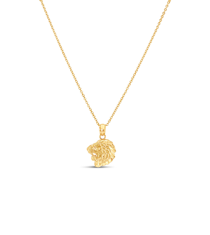 14k Gold Lion Head Charm Necklace - 14K Yellow Gold / Style 1 / No Chain - Olive & Chain Fine Jewelry