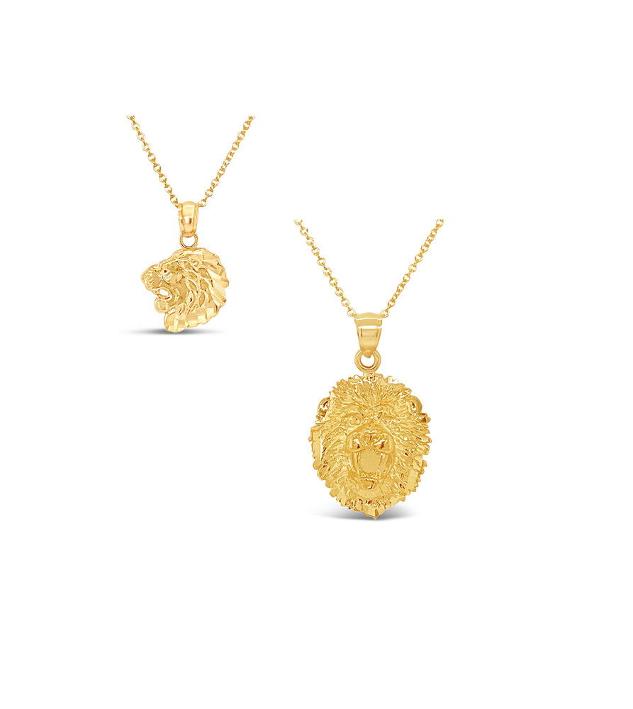 14k Gold Lion Head Charm Necklace - 14K  - Olive & Chain Fine Jewelry