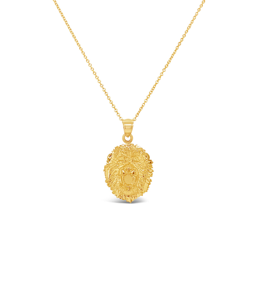 14k Gold Lion Head Charm Necklace - 14K Yellow Gold / Style 2 / No Chain - Olive & Chain Fine Jewelry