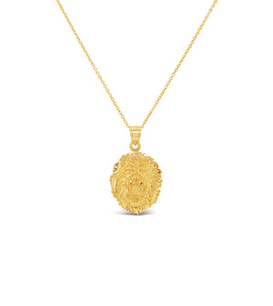 14k Gold Lion Head Charm Necklace - 14K Yellow Gold / Style 2 / No Chain - Olive & Chain Fine Jewelry