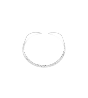 Silver Hammered Oval Collar Choker - 14K  - Olive & Chain Fine Jewelry