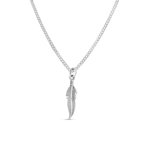 Silver Feather Charm Necklace - 14K  - Olive & Chain Fine Jewelry