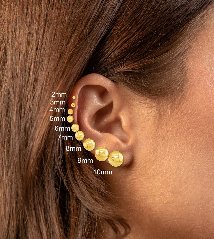 14k Yellow Gold Ball Stud Earring - 14K  - Olive & Chain Fine Jewelry