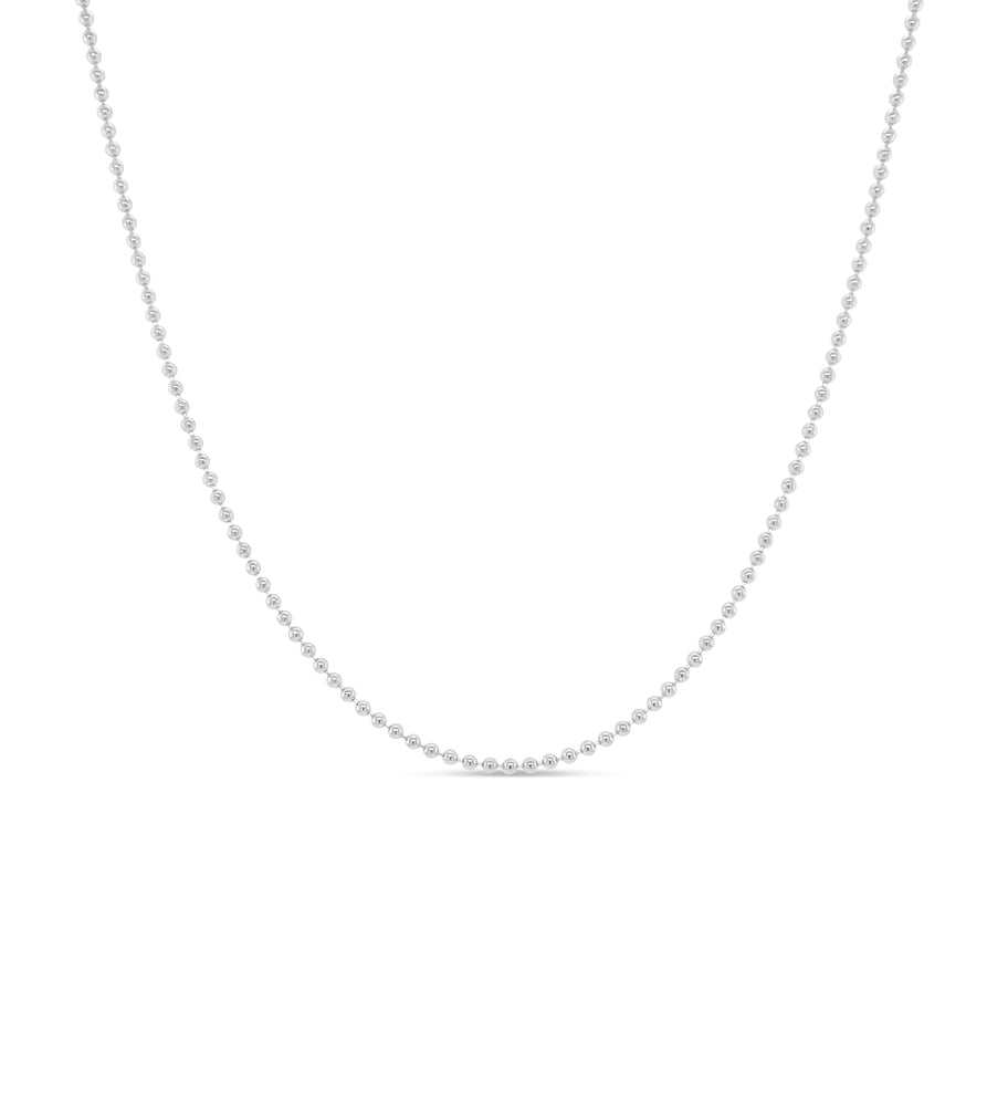 14k White Gold Bead Ball Chain Necklace - 14K  - Olive & Chain Fine Jewelry