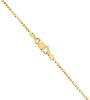 14k Gold Diamond Cut Bead Ball Chain Necklace - 14K  - Olive & Chain Fine Jewelry