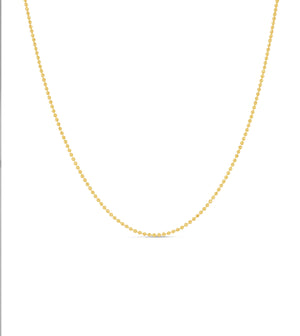 14k Gold Diamond Cut Bead Ball Chain Necklace - 14K  - Olive & Chain Fine Jewelry