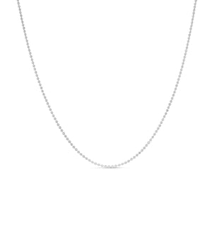 14k White Gold Diamond Cut Bead Ball Chain Necklace - 14K  - Olive & Chain Fine Jewelry