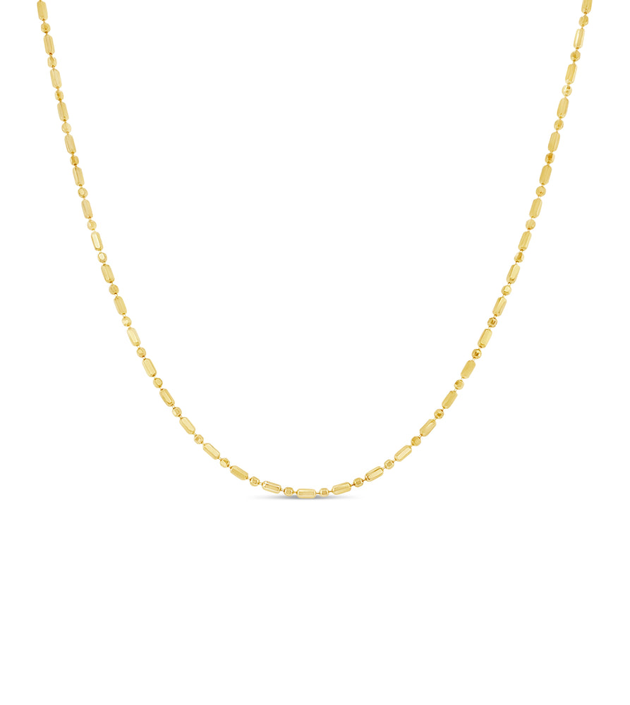 14k Gold Bar Bead Chain Necklace - 14K - OLIVE & CHAIN Fine Jewelry