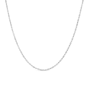 14k White Gold Bar Bead Chain Necklace - 14K  - Olive & Chain Fine Jewelry