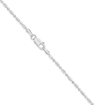14k White Gold Bar Bead Chain Necklace - 14K  - Olive & Chain Fine Jewelry