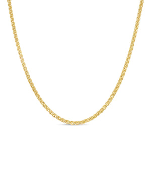 14k Gold Wheat Spiga Chain Necklace - 14K  - Olive & Chain Fine Jewelry