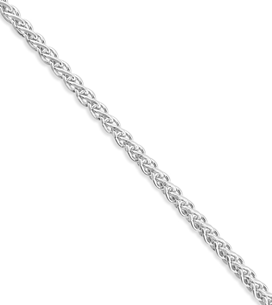 Solid 14k White Gold Wheat Spiga Chain Necklace - 14K - OLIVE & CHAIN Fine Jewelry