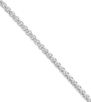 Solid 14k White Gold Wheat Spiga Chain Necklace - 14K - OLIVE & CHAIN Fine Jewelry