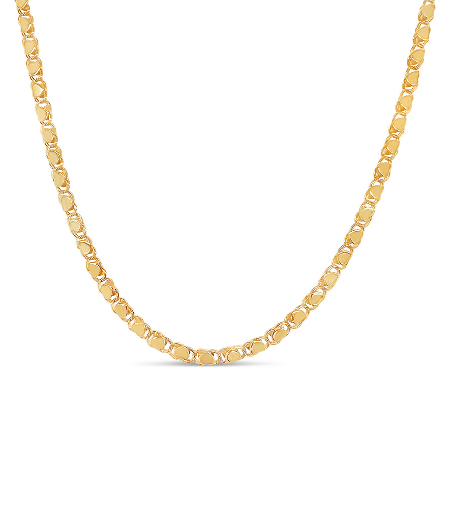 14k Gold Mirror Heart Chain Necklace - 14K - OLIVE & CHAIN Fine Jewelry