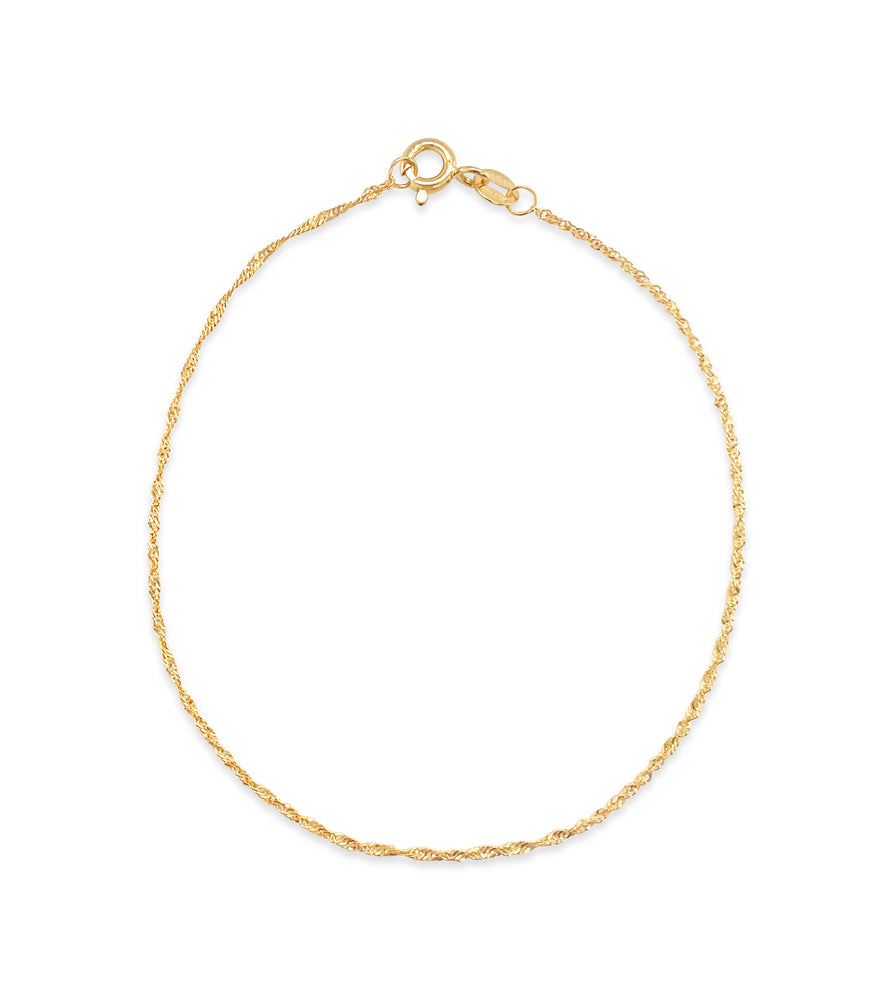 14k Gold Singapore Chain Bracelet - 14K Yellow Gold / 1.1mm - OLIVE & CHAIN Fine Jewelry