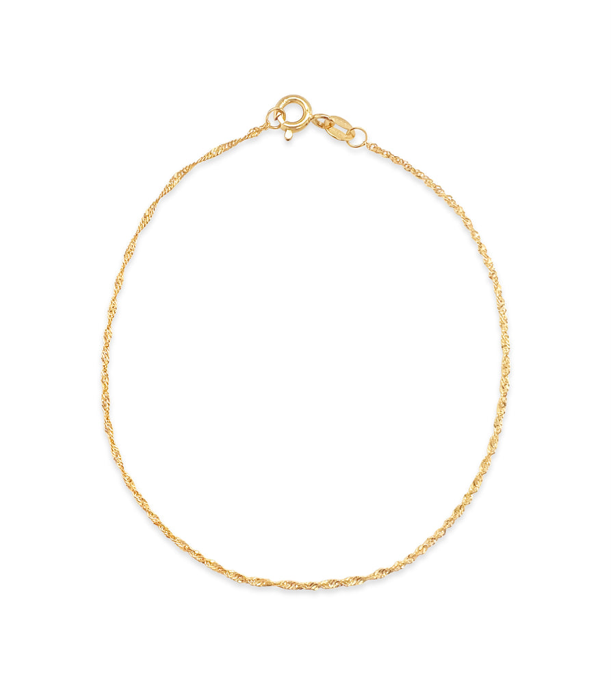 14k Gold Singapore Chain Bracelet - 14K Yellow Gold / 1.1mm - Olive & Chain Fine Jewelry