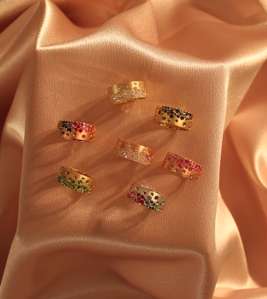 Ruby & Pink Sapphire Celestial Cigar Band - 14K  - Olive & Chain Fine Jewelry