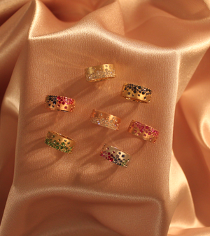 Ruby & Pink Sapphire Celestial Cigar Band - 14K  - Olive & Chain Fine Jewelry
