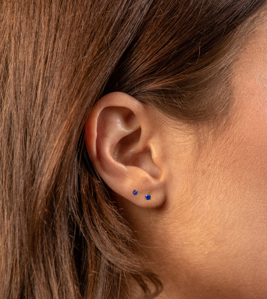 Sapphire Martini Stud Earrings - 14K - OLIVE & CHAIN Fine Jewelry