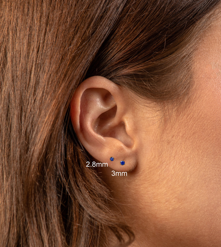 Sapphire Martini Stud Earrings - 14K - OLIVE & CHAIN Fine Jewelry