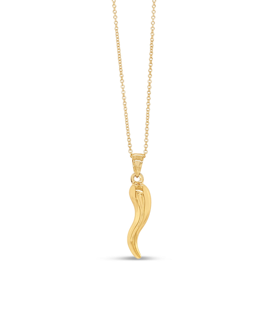 14k Gold Italian Horn Cornicello Necklace - 14K  - Olive & Chain Fine Jewelry