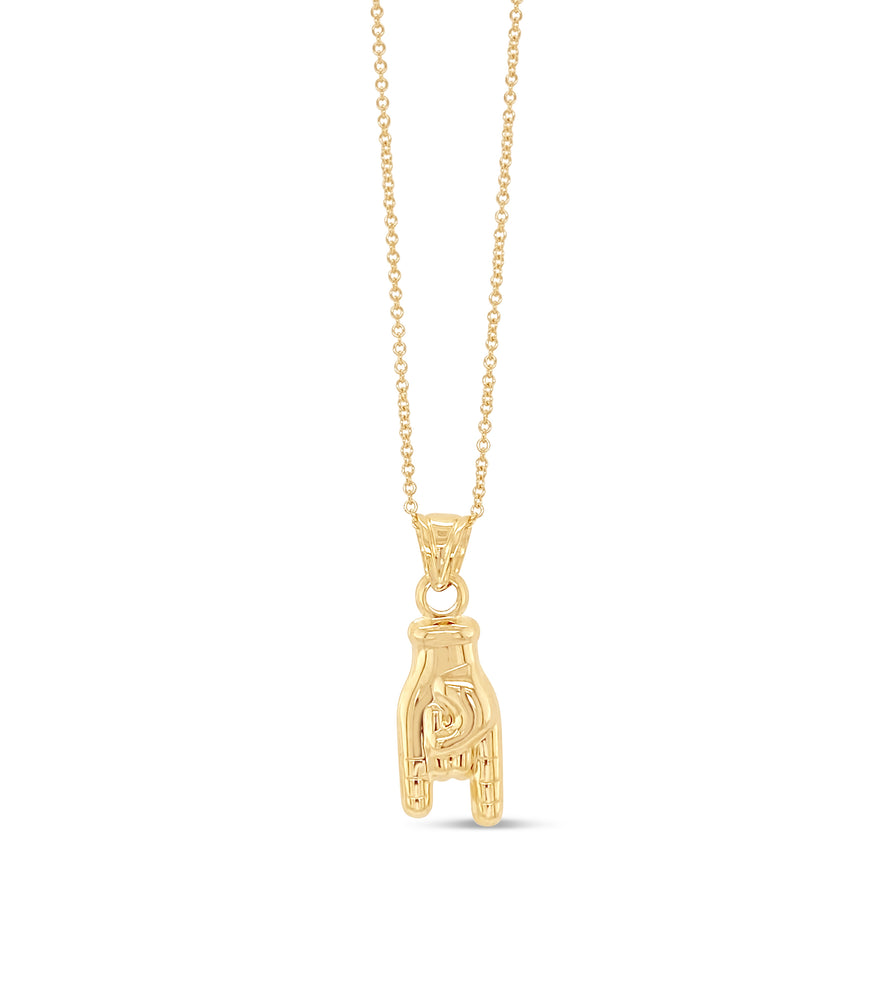 14k Gold Hand Mano Cornuto Necklace - 14K  - Olive & Chain Fine Jewelry