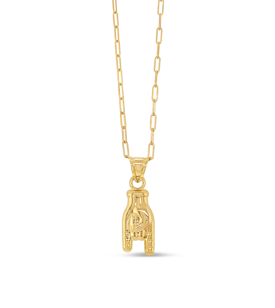 14k Gold Hand Mano Cornuto Necklace - 14K  - Olive & Chain Fine Jewelry