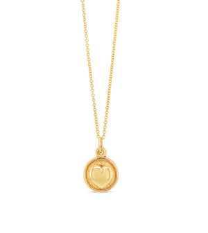 14k Gold Heart Disc Necklace - 14K  - Olive & Chain Fine Jewelry