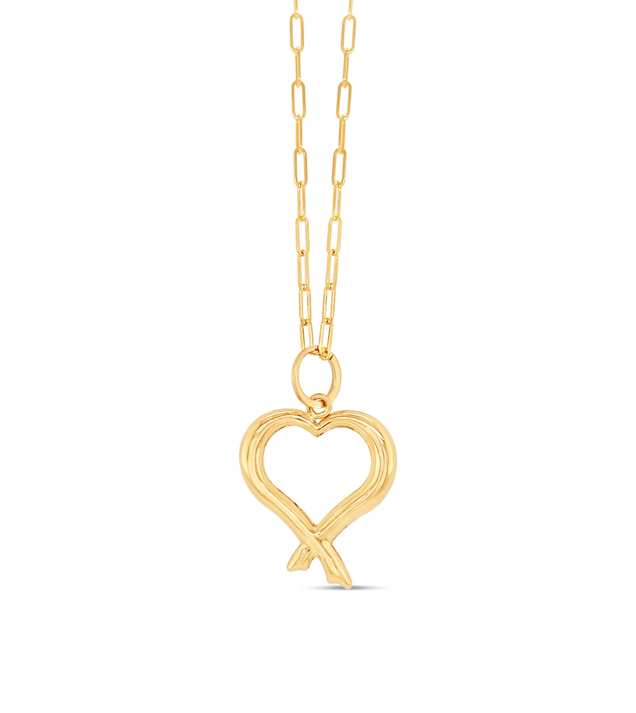 14k Gold Open Heart Necklace - 14K  - Olive & Chain Fine Jewelry