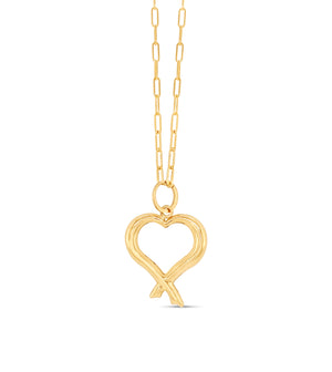 14k Gold Open Heart Necklace - 14K  - Olive & Chain Fine Jewelry