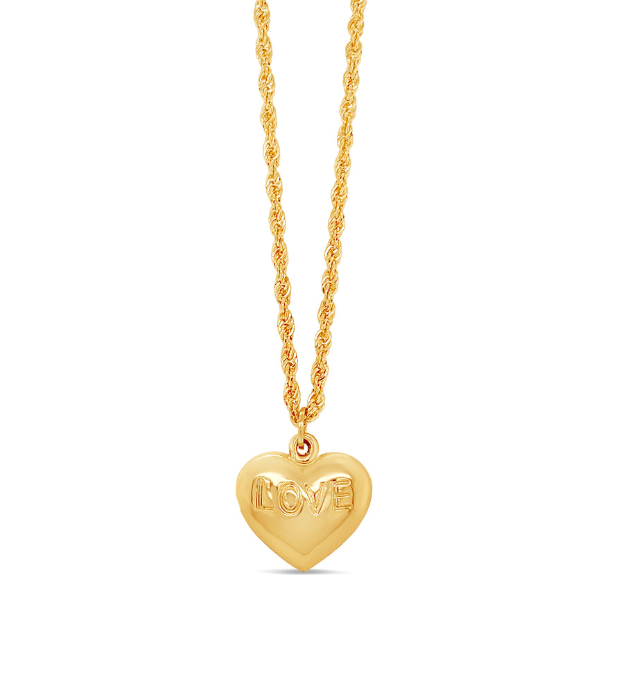 14k Gold Heart Love Necklace - 14K  - Olive & Chain Fine Jewelry