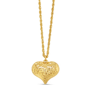 14k Gold Hammered Heart Necklace - 14K  - Olive & Chain Fine Jewelry