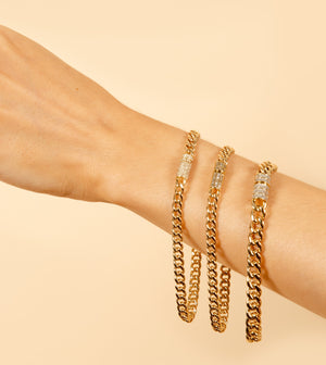 Diamond Lock Cuban Chain Bracelet - 14K - OLIVE & CHAIN Fine Jewelry