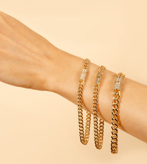 Diamond Baguette Lock Cuban Bracelet - 14K  - Olive & Chain Fine Jewelry