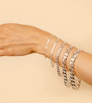 Silver Curb Link Chain Bracelet - 14K  - Olive & Chain Fine Jewelry