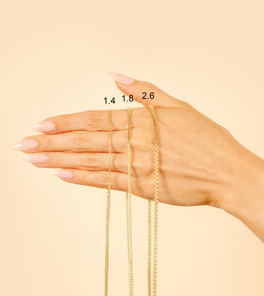 14k Gold Round Box Chain Necklace - 14K - OLIVE & CHAIN Fine Jewelry