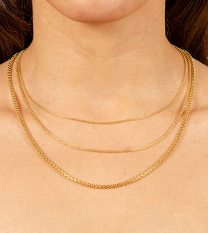 14k Gold Round Box Chain Necklace - 14K - OLIVE & CHAIN Fine Jewelry