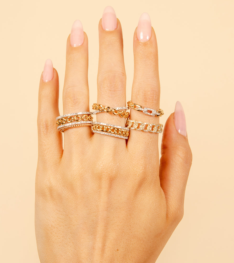 Diamond Link Ring - 14K  - Olive & Chain Fine Jewelry