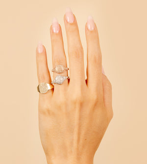 Diamond Oval Pinky Ring - 14K  - Olive & Chain Fine Jewelry