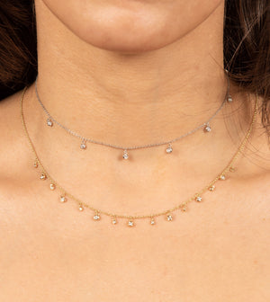 Diamond Round Dangle Necklace - 14K  - Olive & Chain Fine Jewelry