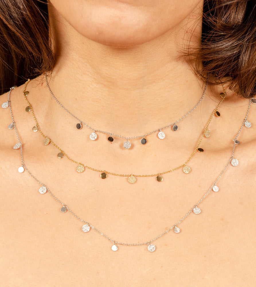 Diamond Charm Disc Necklace - 14K  - Olive & Chain Fine Jewelry