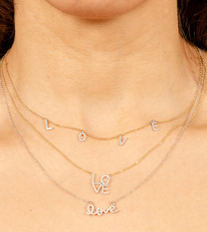 Diamond Love Block Necklace - 14K - OLIVE & CHAIN Fine Jewelry