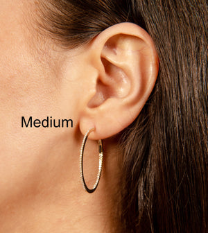 Diamond Slim Hoop Earring - 14K  - Olive & Chain Fine Jewelry