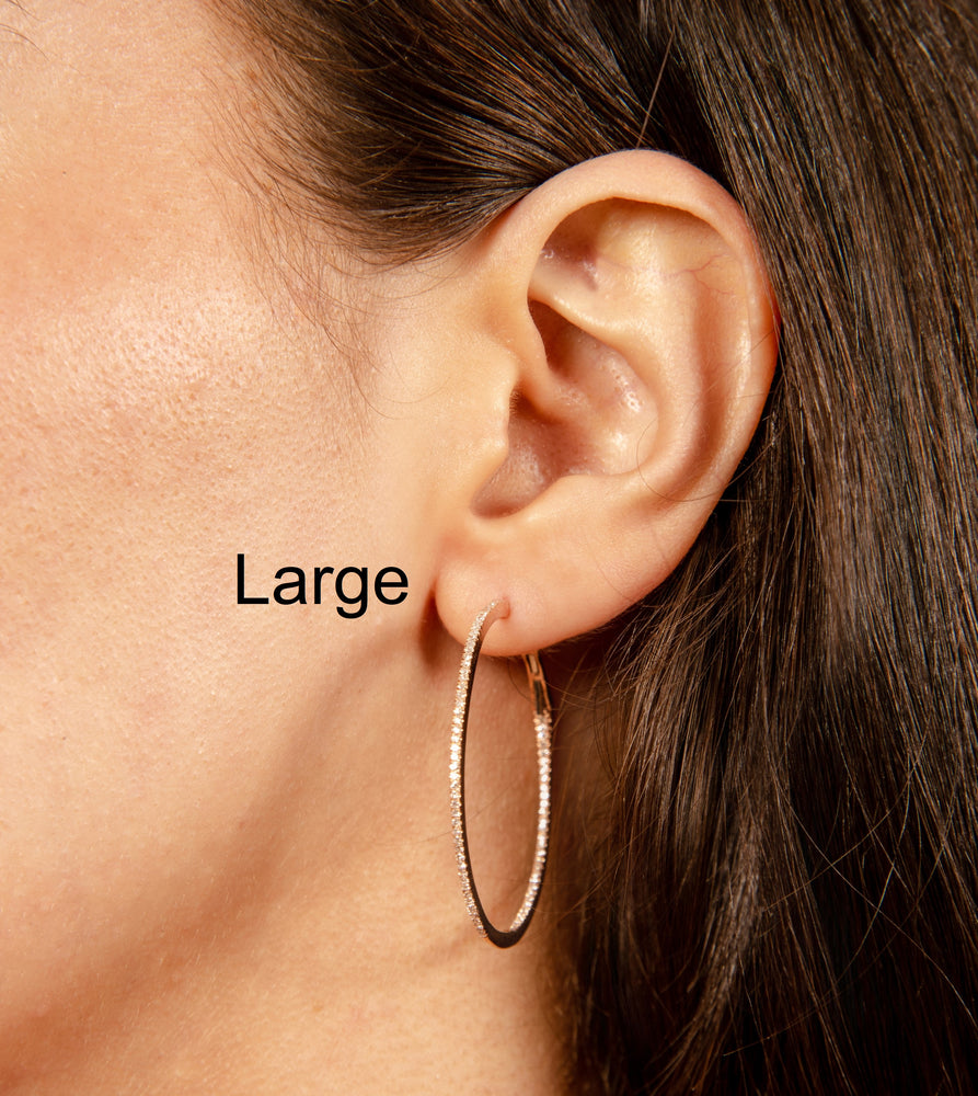 Diamond Slim Hoop Earring - 14K  - Olive & Chain Fine Jewelry