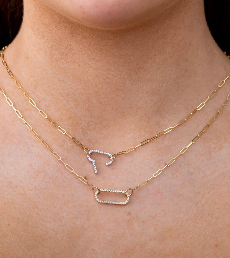 Diamond Oval Connector Clasp - 14K  - Olive & Chain Fine Jewelry